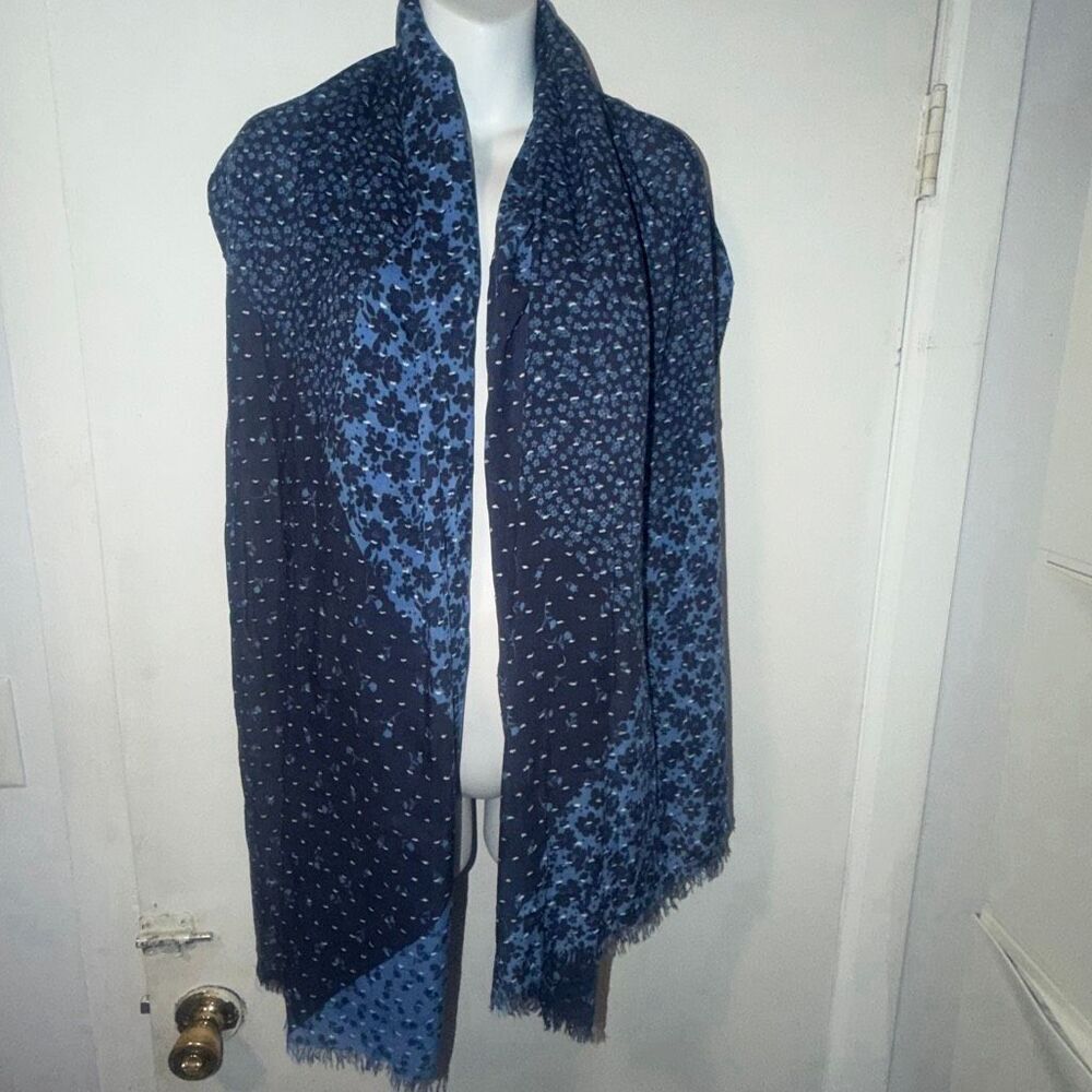 Blue Floral Cotton Scarf
